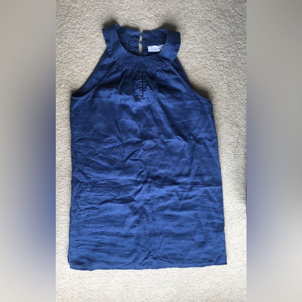 Antibes Blanc S blue 100% linen dress